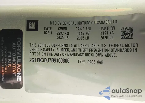 2011 Chevrolet Camaro 2Ss z USA, uszkodzony, nr VIN 2G1FK3DJ7B9160306